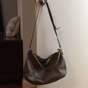 Gray leather purse